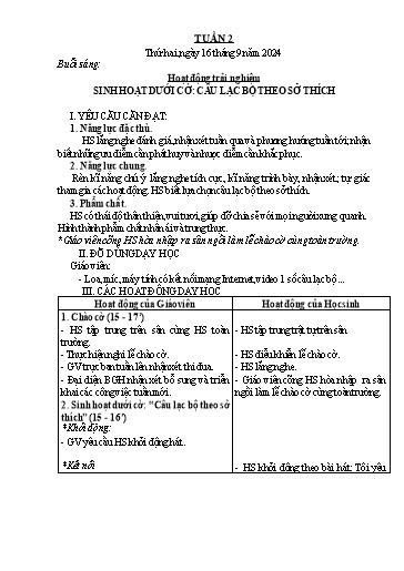 Kế hoạch bài dạy Lớp 3 - Tuần 2 - Năm học 2024-2025 - Nguyễn Thị Dung