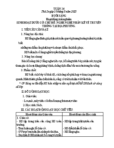 Kế hoạch bài dạy Lớp 3 - Tuần 26 - Năm học 2024-2025 - Nguyễn Thị Dung
