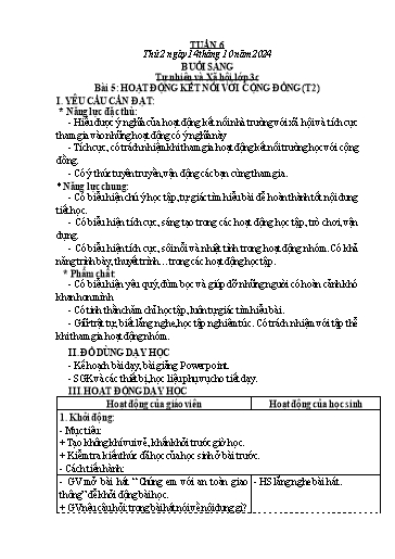 Kế hoạch bài dạy Lớp 3 - Tuần 6 - Năm học 2024-2025 - Hà Văn Sơn