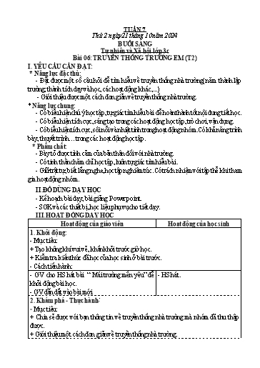 Kế hoạch bài dạy Lớp 3 - Tuần 7 - Năm học 2024-2025 - Hà Văn Sơn
