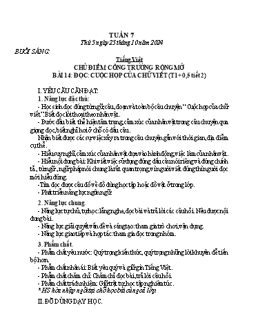 Kế hoạch bài dạy Lớp 3 - Tuần 7 (Thứ 5+6) - Năm học 2024-2025 - Nguyễn Thị Dung