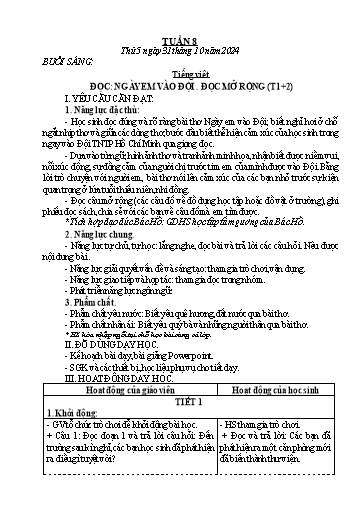Kế hoạch bài dạy Lớp 3 - Tuần 8 (Thứ 5+6) - Năm học 2024-2025 - Nguyễn Thị Dung