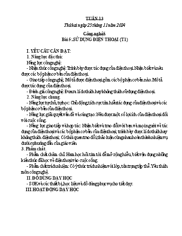 Kế hoạch bài dạy Lớp 5 - Tuần 13 - Năm học 2024-2025 - Đặng Thị Hằng