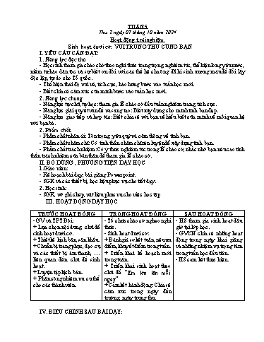 Kế hoạch bài dạy Lớp 5 - Tuần 5 - Năm học 2024-2025 - Phan Thị Quỳnh Trang