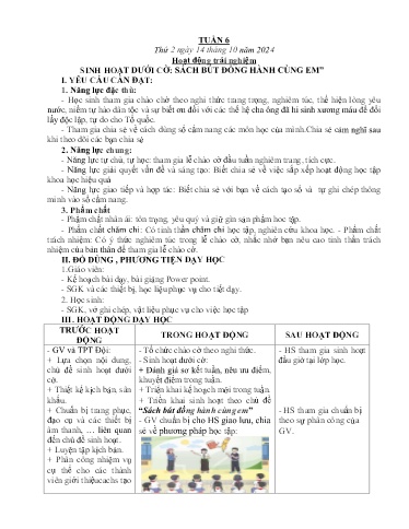 Kế hoạch bài dạy Lớp 5 - Tuần 6 - Năm học 2024-2025 - Hồ Thị Tình