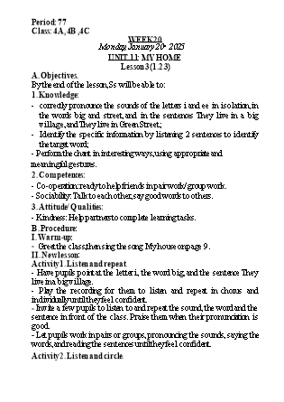 Kế hoạch bài dạy Tiếng Anh Lớp 4 (Global Success) - Tuần 20 - Năm học 2024-2025 - Nguyễn Lê Vân Anh