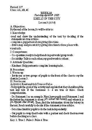Kế hoạch bài dạy Tiếng Anh Lớp 4 (Global Success) - Tuần 30 - Năm học 2024-2025 - Nguyễn Lê Vân Anh