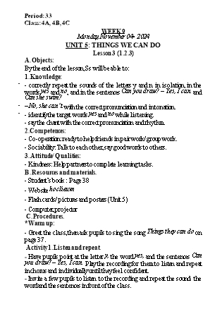 Kế hoạch bài dạy Tiếng Anh Lớp 4 (Global Success) - Tuần 9 - Năm học 2024-2025 - Nguyễn Lê Vân Anh