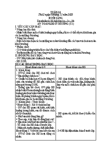 Kế hoạch bài dạy Tiểu học - Tuần 10 - Năm học 2023-2024 - Hà Văn Sơn