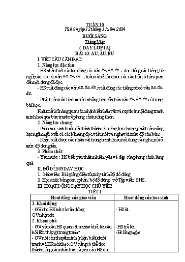 Kế hoạch bài dạy Tiểu học - Tuần 10 - Năm học 2024-2025 - Phạm Thị Hằng