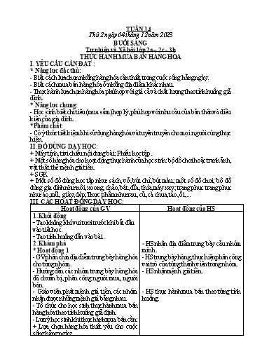 Kế hoạch bài dạy Tiểu học - Tuần 14 - Năm học 2023-2024 - Hà Văn Sơn