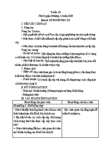 Kế hoạch bài dạy Tin học Lớp 3 - Tuần 16, Bài 16: Sơ đồ hình cây - Năm học 2024-2025 - Trần Thị Nhật Lê