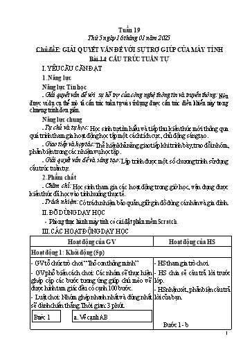 Kế hoạch bài dạy Tin học Lớp 5 - Tuần 19, Bài 14: Cấu trúc tuần tự - Năm học 2024-2025 - Trần Thị Nhật Lê