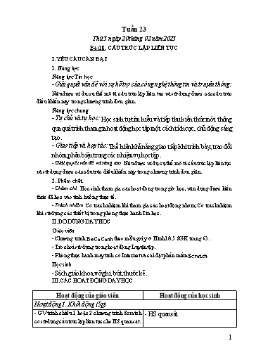 Kế hoạch bài dạy Tin học Lớp 5 - Tuần 23, Bài 18: Cấu trúc lặp liên tục - Năm học 2024-2025 - Trần Thị Nhật Lê