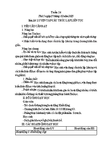 Kế hoạch bài dạy Tin học Lớp 5 - Tuần 24, Bài 19: Luyện tập cấu trúc lặp liên tục - Năm học 2024-2025 - Trần Thị Nhật Lê