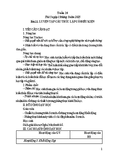 Kế hoạch bài dạy Tin học Lớp 5 - Tuần 26, Bài 21: Luyện tập cấu trúc lặp có điều kiện - Năm học 2024-2025 - Trần Thị Nhật Lê