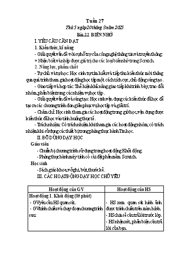 Kế hoạch bài dạy Tin học Lớp 5 - Tuần 27, Bài 22: Biển nhớ - Năm học 2024-2025 - Trần Thị Nhật Lê