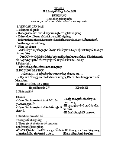 Kế hoạch bài dạy Toán Lớp 3 - Tuần 1 - Năm học 2024-2025 - Phan Thị Tú Anh