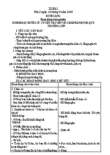 Kế hoạch bài dạy Toán Lớp 3 - Tuần 2 - Năm học 2024-2025 - Phan Thị Tú Anh