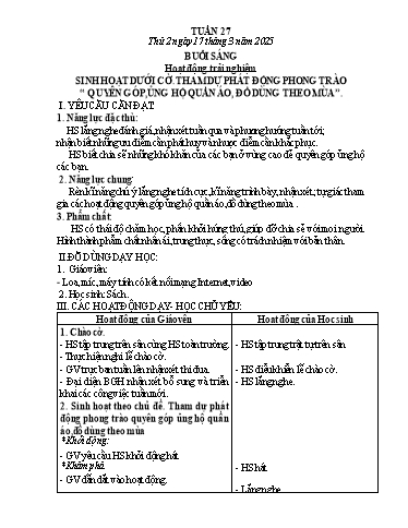 Kế hoạch bài dạy Toán Lớp 3 - Tuần 27 - Năm học 2024-2025 - Phan Thị Tú Anh