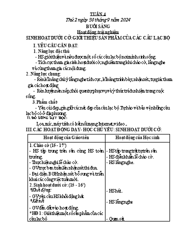 Kế hoạch bài dạy Toán Lớp 3 - Tuần 4 - Năm học 2024-2025 - Phan Thị Tú Anh
