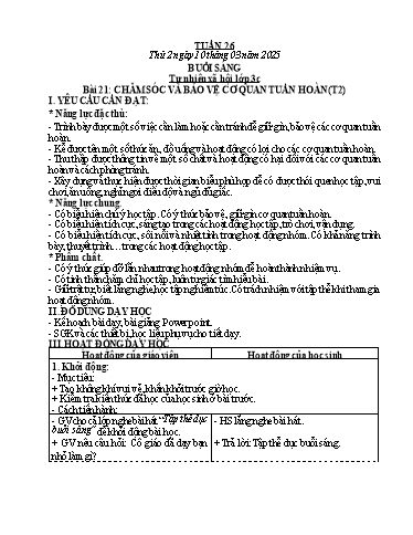 Kế hoạch bài dạy Tự nhiên và Xã hội Tiểu học (Kết nối tri thức) - Tuần 26 - Năm học 2024-2025 - Hà Văn Sơn
