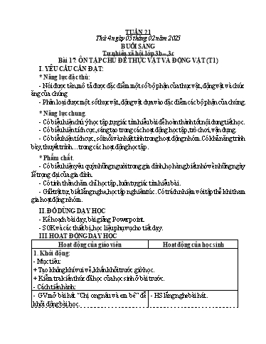 Kế hoạch bài dạy Tự nhiên và Xã hội Tiểu học (Kết nối tri thức) - Tuần 21 - Năm học 2024-2025 - Hà Văn Sơn