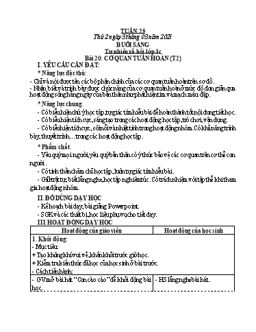 Kế hoạch bài dạy Tự nhiên và Xã hội Tiểu học (Kết nối tri thức) - Tuần 25 - Năm học 2024-2025 - Hà Văn Sơn