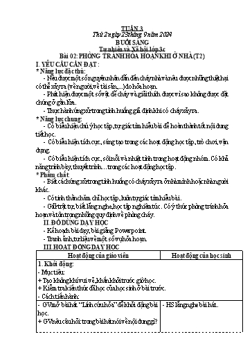 Kế hoạch bài dạy Tự nhiên và Xã hội Tiểu học (Kết nối tri thức) - Tuần 3 - Năm học 2024-2025 - Hà Văn Sơn