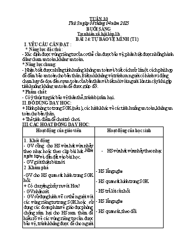 Kế hoạch bài dạy Tự nhiên và Xã hội Tiểu học (Kết nối tri thức) - Tuần 30 - Năm học 2024-2025 - Hà Văn Sơn
