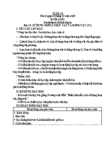 Kế hoạch bài dạy Tự nhiên và Xã hội Tiểu học (Kết nối tri thức) - Tuần 20 - Năm học 2024-2025 - Hà Văn Sơn